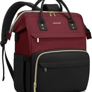 LOVEVOOK Laptop Backpack Purse for Women, 17 In Computer Backpack Wine Red-Black